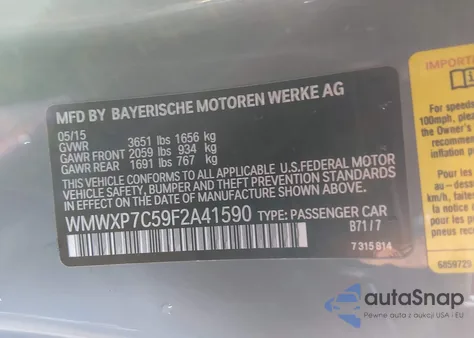 2015 Mini Hardtop Cooper S из США, поврежденный, VIN WMWXP7C59F2A41590